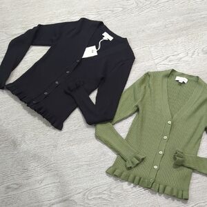NWT & NWOT Free Assembly Black and Olive Ribbed Cardigan Sweaters